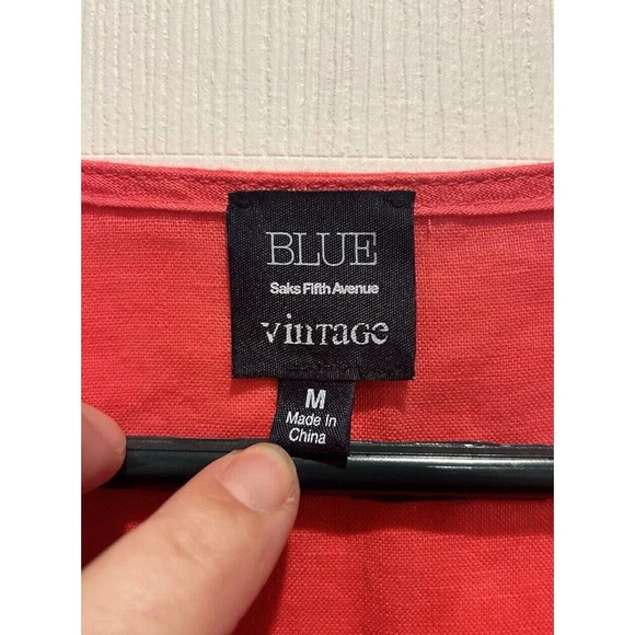 Saks‎ Fifth Avenue 100% Linen Top Tunic Pink V-Neck Coastal Beach Medium - Picture 6 of 8